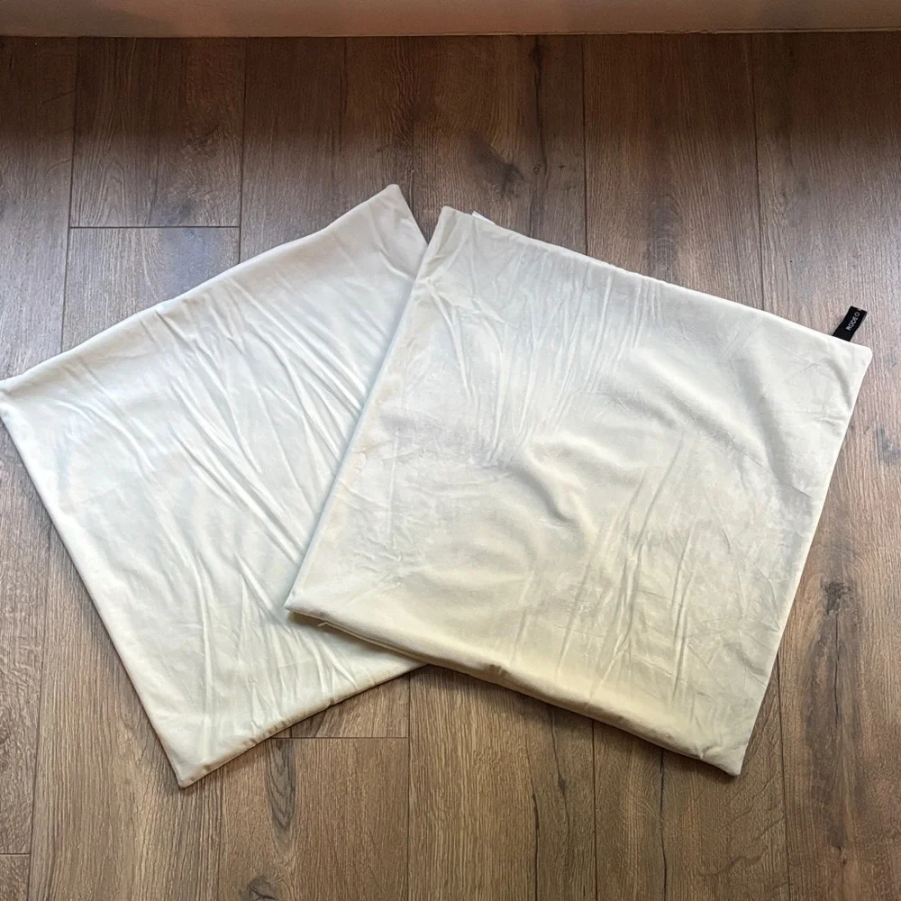 Rodeo Home Velvet Pillow Covers 20” Ivory Cream Luxe Hidden Zipper Pair Soft